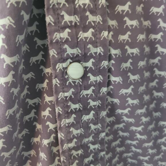 Red Ranch Size XL Premium Pearl Snap All Over Print Stud Horse Western - Picture 3 of 10